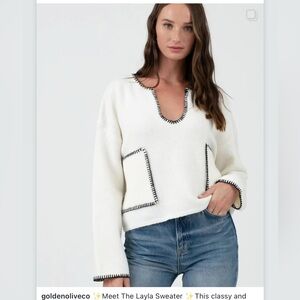 A13- Black and White bone -Neck Sweater
